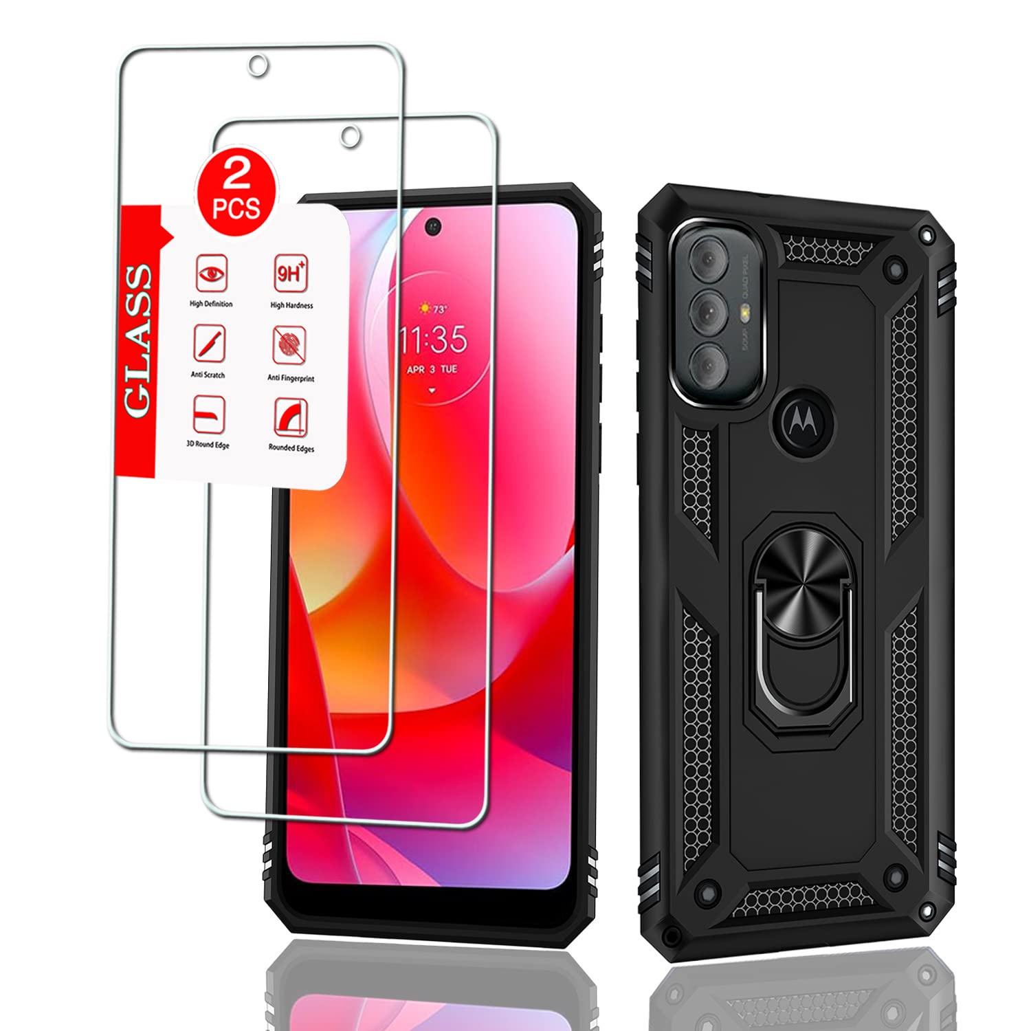 Photo 1 of Anvzle for Motorola Moto G Power (2022) Case with [2 Pack] Tempered Glass Screen Protector, for Moto G Power 2022 Case Heavy Duty Armor [Military-Grade] Protective?with Magnetic Ring Stand Phone Cover