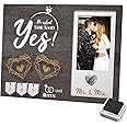 Wovla Engagement Gifts for Couple, Wedding Countdown Heart Thumbprint Picture Frame and Ink Kit, Best Engagement Present for Newly, Fiance Gifts- He Asked, She Said Yes Bride to be Gift
