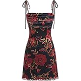 CIDER Square Neck Floral Ruched Mini Dress