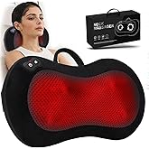 JUGOO Shiatsu Neck Back Massager with Heat - Corded Deep Kneading Massager Pillow for Shoulder & Muscle Pain Relief with Removable Cover for Home & Office Use Gifts for Men Women
