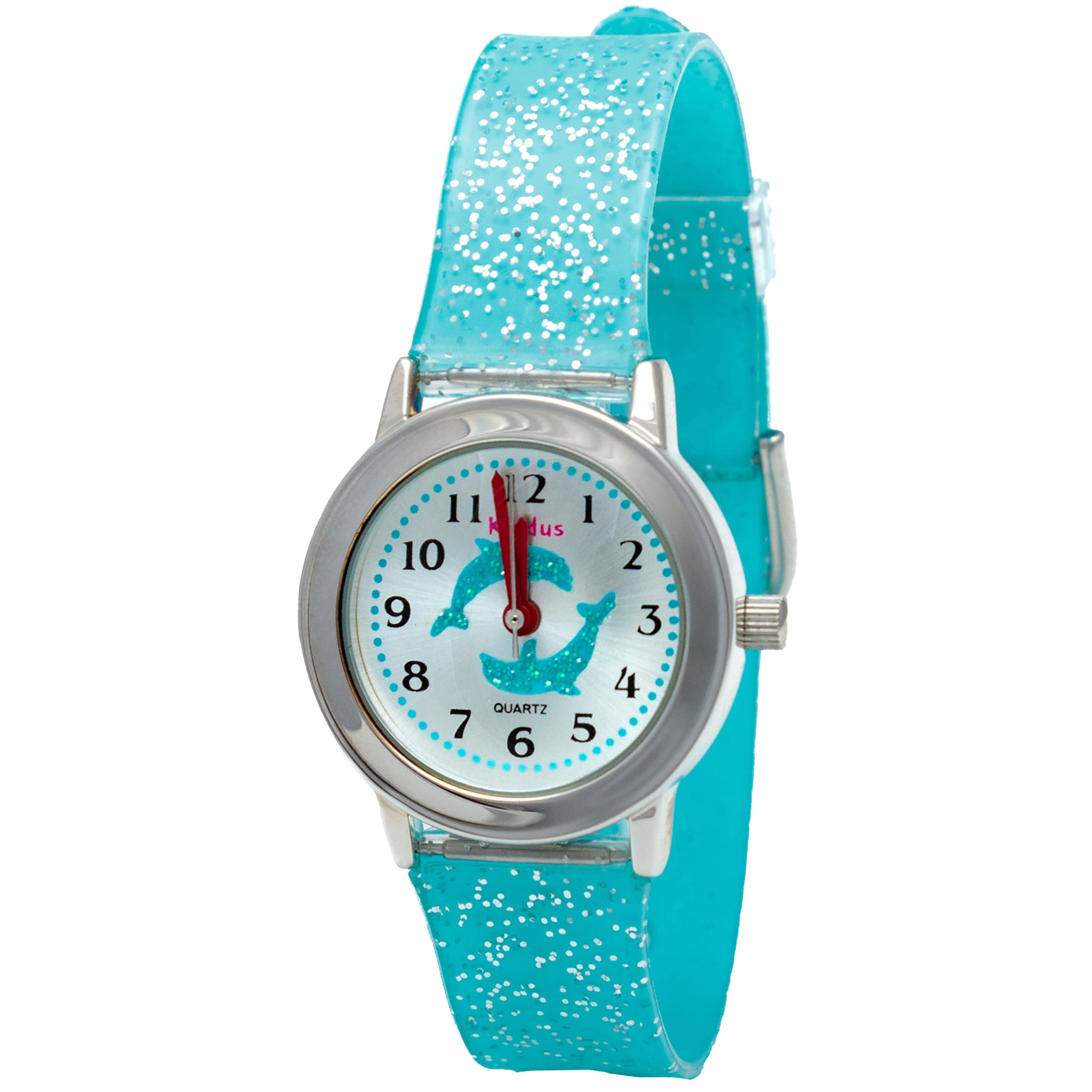 Kiddus. Girl Watch. with Glitter. Kids Watch for Girls. with Exercises to Learn The Time. Watches for Girls. Easy to Read. Sparkly. from 4+ Years. Dolphin.