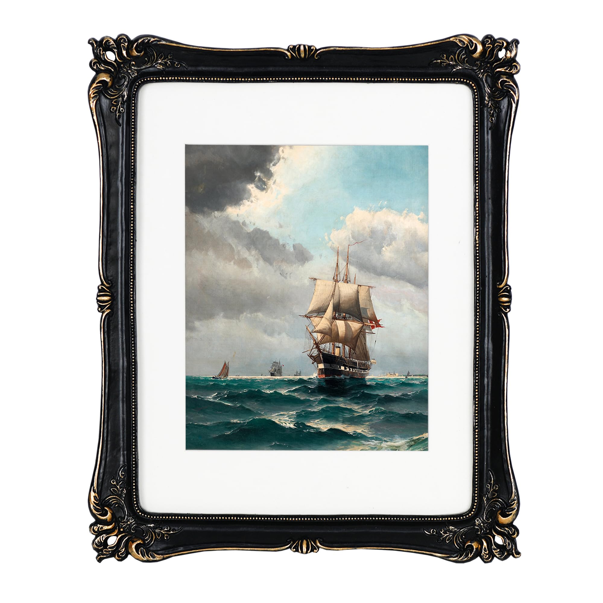 Funly mee Vintage 11x14 Picture Frame Antique Gold Photo Frame for Table and Wall - Black
