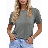 Imily Bela Womens Summer Short Sleeve Sweater Dressy Casual Crew Neck Knit Tops Fashion Pullover Shirts