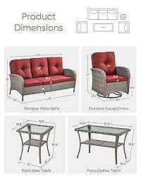HUMMUH Wicker Patio Furniture Set-All Weather
