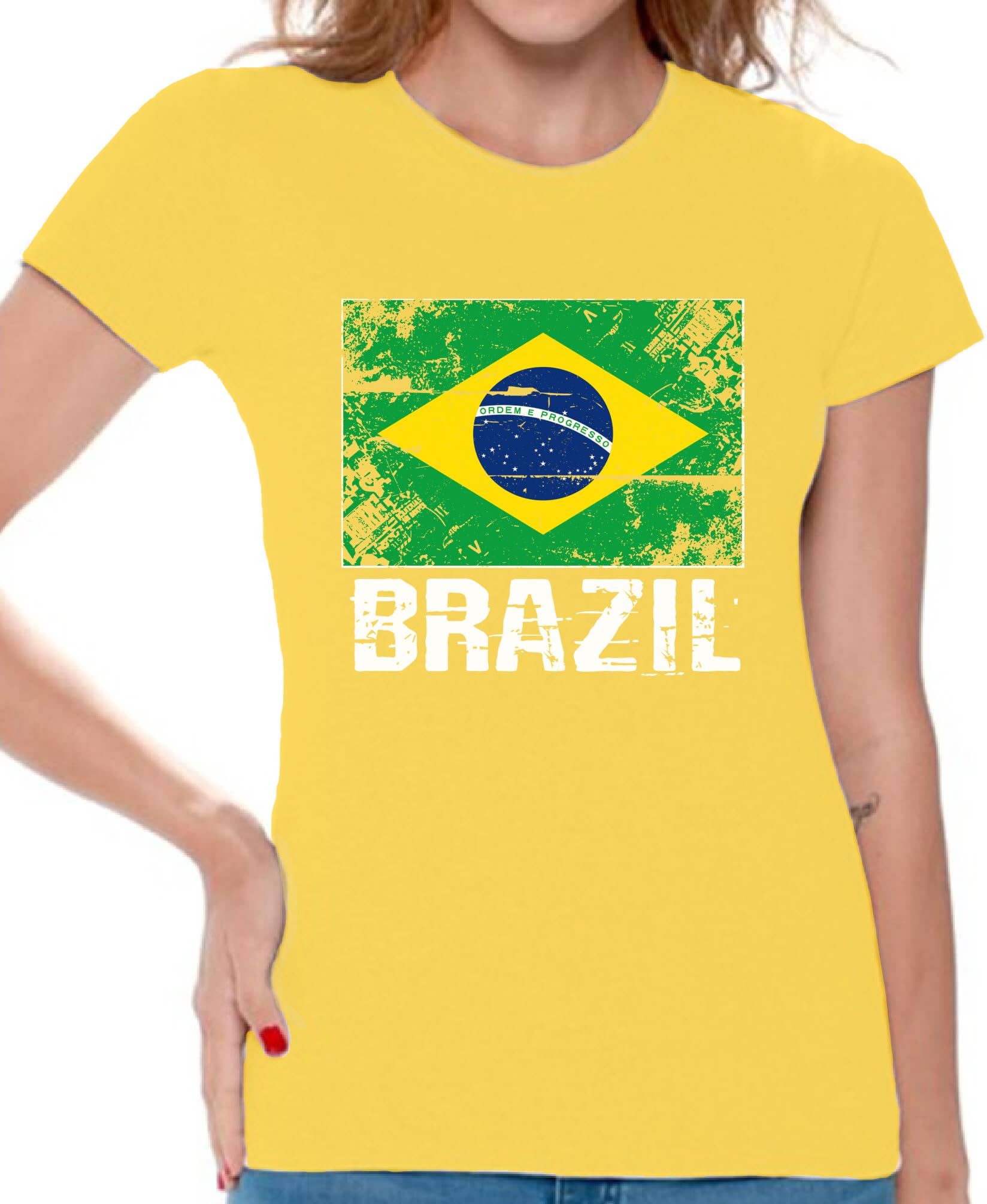 Brazil Shirts for Women Brazil Flag T-Shirts Brazil Gifts for Her