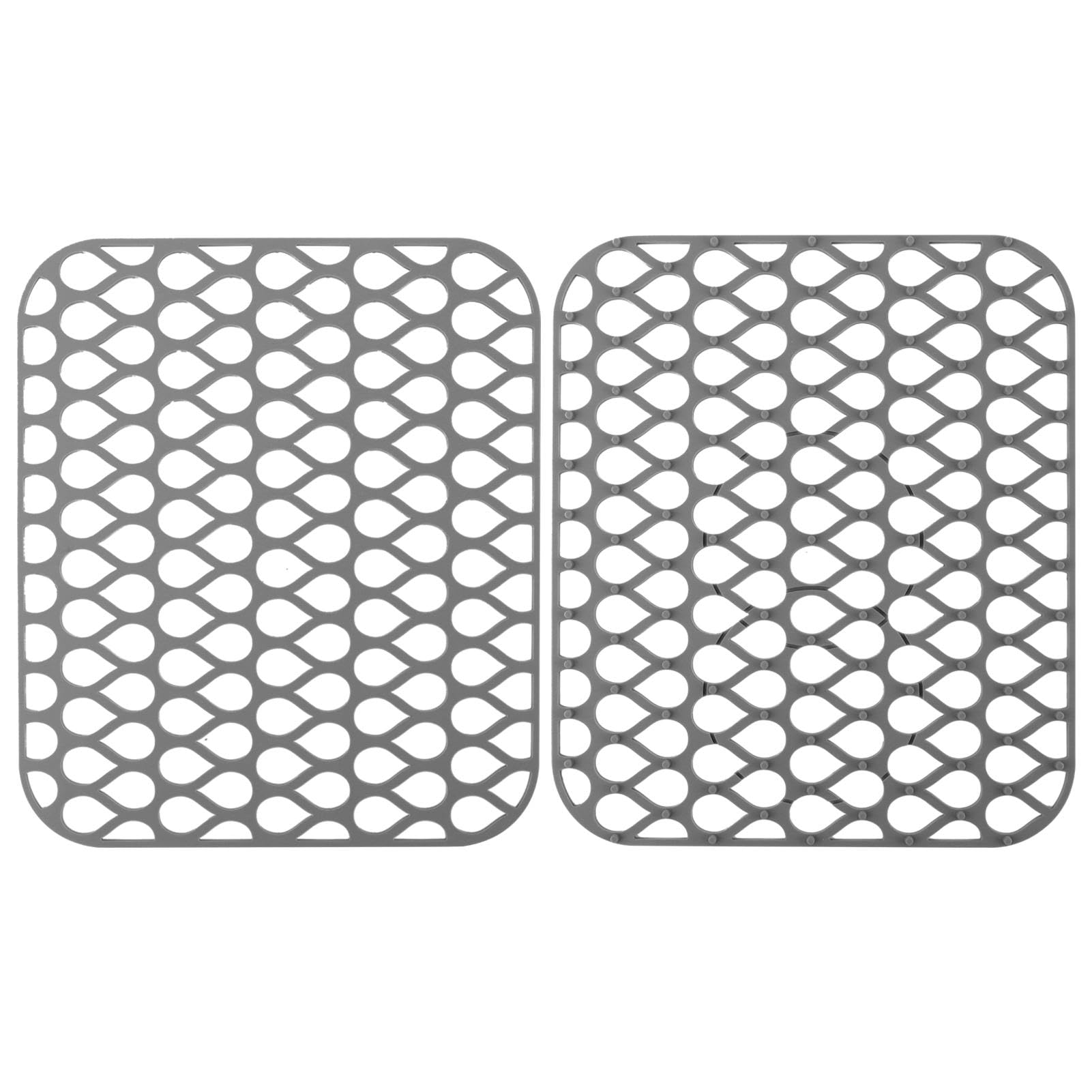 Photo 1 of 2Pcs Sink Protectors For Kitchen Sink,13.58"X11.61" Heat Resi-stant Silicone Sink-Protector Mat,Rear Drain Kitchen Sink-Mats Accessory For Stainless Steel Or Porcelain-Sink(COLOR:grey)