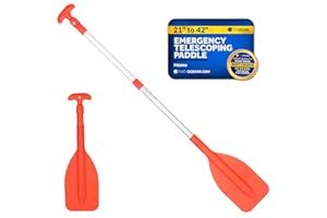 Five Oceans Emergency Telescoping Paddle, Boat Paddles, Floating Orange Paddle, Extends from 21" to 42", Compact Design for Easy Storage, Strong Anodized Aluminum Shaft
