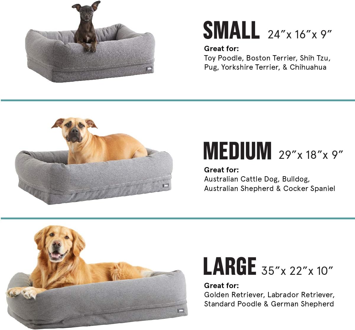 Barkbox Memory Foam Dog Bed | Plush Orthopedic Joint Relief 2-1 Crate or Pillow Bed, Machine Washable + Removable Cover; Waterproof Lining, Includes Squeaker Toy | Medium | Grey : Pet Supplies