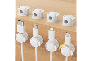 8Pack Rotatable Cord Organizer, Spring Cable Clips with Clasp Lock, No-Residue Adhesive Cable Organizer, Cord Holder for Nigh