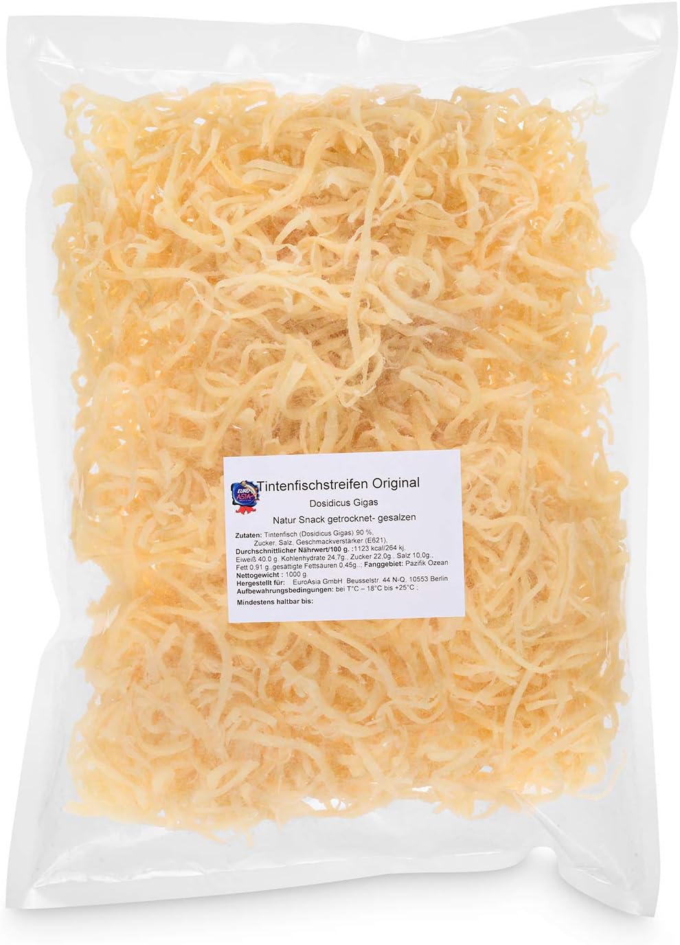 XXL Pack 1 kg - Squid Shredded - Original I Dried & Salted I Fish Jerky I Healthy Pre & Post Workout Fitness Snack I Low Carb I Low Fat I Rich in Omega 3 Fatty acids for Men & Women