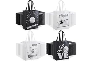 Wesnoy 48 PCS Volleyball Gift Bags Bulk Reusable Non Woven Volleyball Party Favors Tote Treat Candy Bags with Handles for Sports Theme Birthday Party Team 9.84 x 7.87 inch