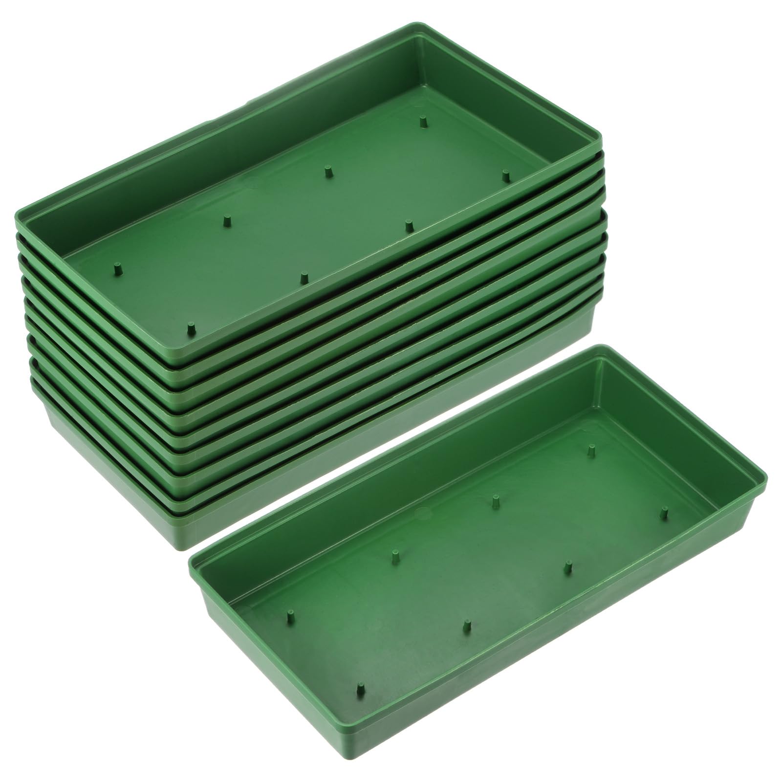 M METERXITY 10-Pack Floral Centerpiece Trays, 10.24 Inch Plastic Bowl Flower Arrangement Base for Table/Party/Wedding Decor, Rectangular Flower Foam Holder Box [Green]