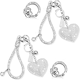 Crystal Keychain Set, Rhinestone Heart-shaped Key chain with Tassel, Bling Car keychain for Women,Keychain