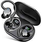 sprtoybat Wireless Earbuds, 2026 New Bluetooth 5.4 Headphones Sport Earphones with 68Hrs Playtime LED Display ENC Noise Cancelling Mic, IPX7 Waterproof Over Ear Ear Buds with Hook for Sports/Running