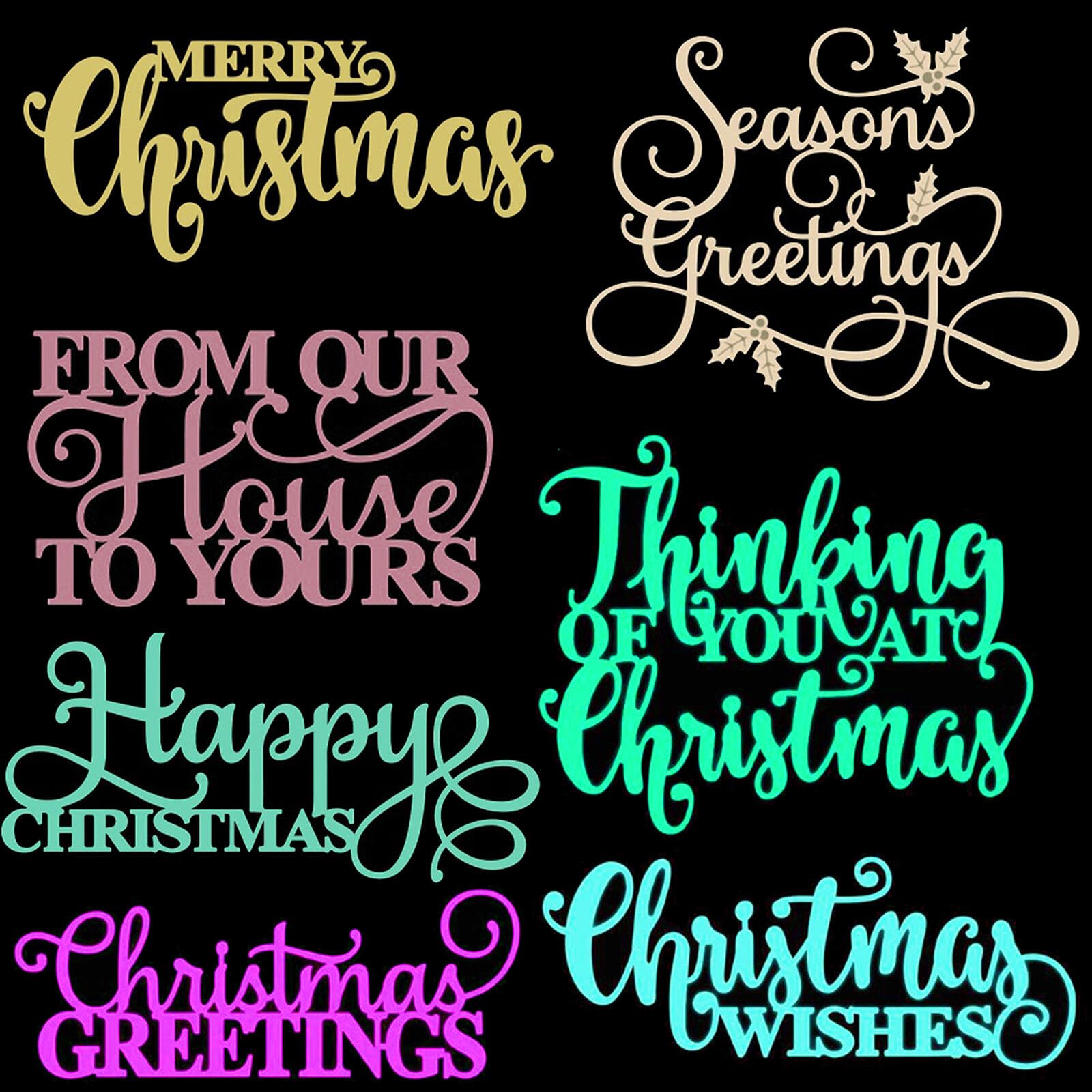 CYFUN DESIGN 7PCS Christmas Word Dies Set (7 pieces) - Scrapbooking Die-Cuts - Silver Carbon Steel Classic Dies for Card Making, Gift, Scrapbooking, DIY Craft