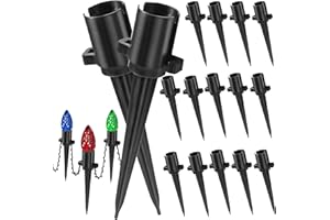 Dazzle Bright 5.5 Inch 100 Pcs C9 Christmas Light Ground Stakes for Outdoor Decor - Black Plastic Spikes for Lawn, Garden, Patio