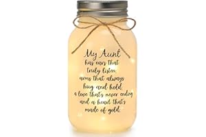 Maracco Christmas Aunt Gifts from Niece Nephew, Mason Jar Night Lights for Aunt,Birthday Gifts for Aunt, Auntie Gifts Ideas, Best Aunt Ever Gift, Great Favorite Auntie Mason Jar (30oz)