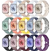 GEAK 15 Pack Compatible with Apple Watch Bands for Women 40mm 38mm 44mm 42mm 41mm 45mm 46mm 49mm,Silicone Sport Replacement Strap for iWatch Bands for Women Series 11 10 9 8 7 6 5 4 3 2 1 SE Ultra