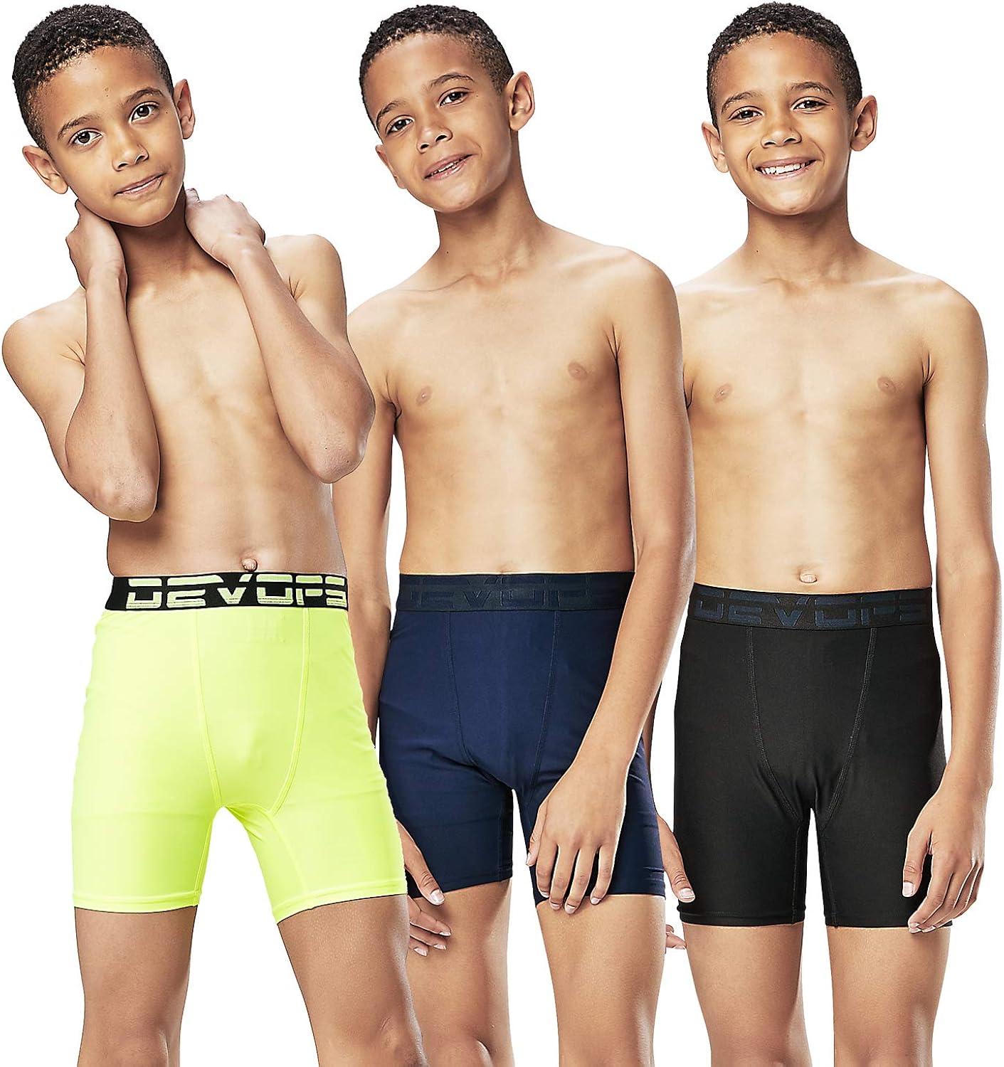 DEVOPS Boys Performance Active Boxer Briefs Underwear Shorts (3-Pack): Clothing