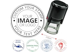 Custom Round Stamp, Personalized Self-Inking Rubber Stamps with Logo, Photo, Customizable 1/1.25/1.6/2 inch Options for Busin