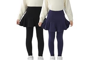 StyleSavvy Trendy Girls' Leggings with Skirt - 2 Pack of Cotton Ruffle Skirt Pants for Kids for 3-8 Years