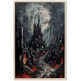 Gothic Castle Wall Art Gothic Spooky Halloween Paintings Dark Academia Wall Art Dark Castle Canvas Medieval Castle Poster Prints Vintage Moody Castle and Moon Picture Decor 16x24inch Unframed