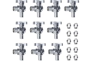 VINTEX Angle Stop Valve 10 Pack, 1/2" Pex x 3/8" OD Compression, Quarter Turn Water Shut Off Valve with 10 Pcs Clamp Rings,So