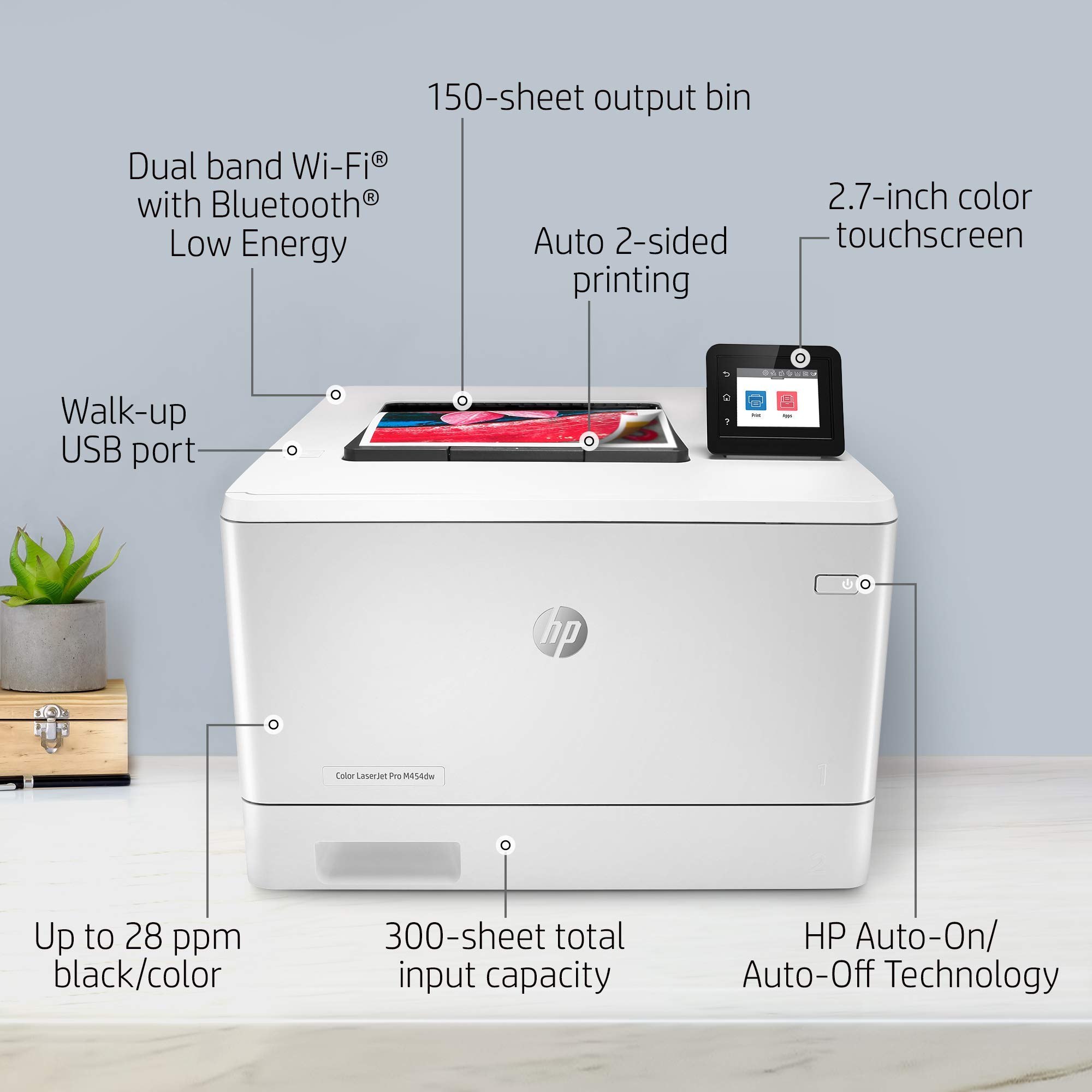HP Color Laserjet Pro M454dw Single-Function Wireless Laser Printer - Print only - 2.7