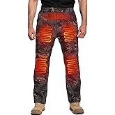 DEWBU Heated Pants for Men with 12V Battery Pack Fleece Lined Outdoor Softshell Pants Electric Heating Trousers