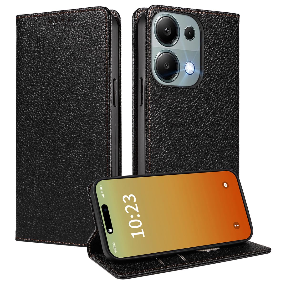 MOJIA Case for Xiaomi Redmi Note 13 Pro 4G / Poco M6 Pro 4G, [Strong Magnetic Closure] Premium PU Leather Wallet Case Flip Phone Cover, Card Holder Multifunctional Case. Black — image 1
