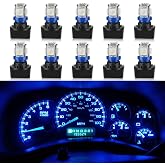 WLJH Blue T10 194 LED Bulb with PC194 Twist Lock Socket for Dash Instrument | 5050 SMD, PC160 PC161 PC168 PC195 W5W 194 168, Multi-Purpose, Gauge Light, Cluster Light, Dash Illumination, 10-Pack