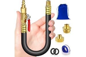 FANOVO RV Winterizing Blowout Adapter, 3/4'' GHT Sprinkler System Winterize Blow-Out Fitting Plgu Kit, 16.9''Air Compressor Winterization Hose for Travel Trailer,Camper,Boat,Garden Faucet Hose,Marine