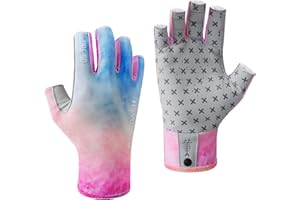 BASSDASH 3/4 Finger UPF 50+ Sun Gloves Breathable Anti-Slip Silicone Palm for Men Women Fishing Fingerless Cycling Running