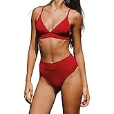 YAKISWIIM Women's Bikini Sets Two Pieces Swimsuits V Neck Tummy Control Cheeky Bottom Swimwear