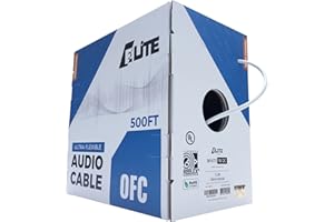 ELITE 16/2 Audio Speaker Wire Cable, 16AWG/2-Conductor, UL Listed, CMR/CL3R, (Riser/in-Wall & Outdoor/In-Ground (Direct Burial)- 100% Oxygen Free Pure Bare Copper (OFC), 500ft Bulk Cable (65 Strands) White