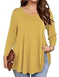 JollieLovin Womens 3/4 Sleeve Loose Fit Swing Tunic