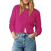 Urban CoCo Women's Crew Neck Cropped Cardigan Sweaters Long Sleeve Open Front Button Down Shrug Sweater Jackets