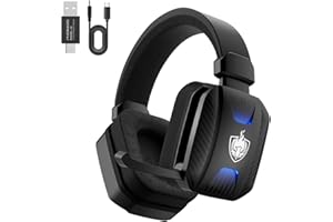 PHOINIKAS Wireless Gaming Headset for PC, PS5, PS4, 2.4GHz USB & Type-C Gaming Headphones with Mic, 7.1 Stereo Sound, 30+Hr Battery Gamer Headsets for Switch, Laptop, Mac -Black