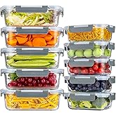 Pure Future 20-Piece Set (10-Pack) Borosilicate Glass Food Storage Containers with Upgraded Detachable Locking Lids - Airtigh