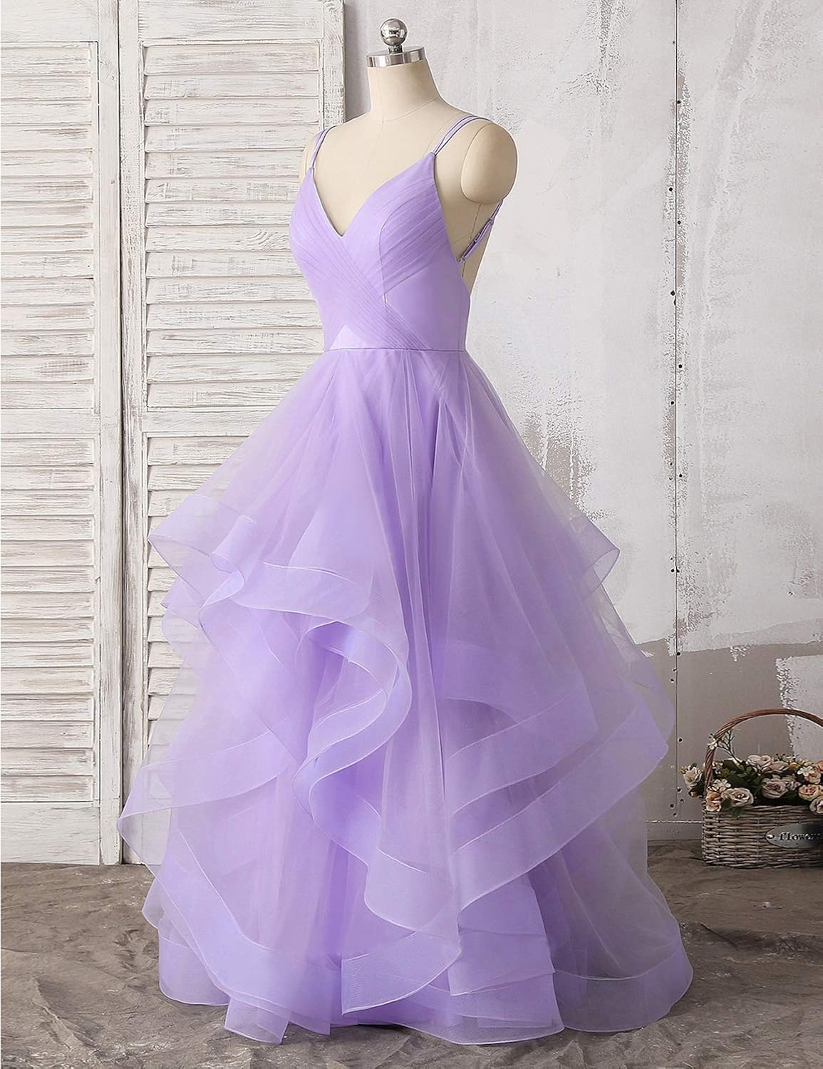 layered tulle prom dress