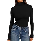 Ekouaer Womens Mock Turtleneck Tops Fitted Long Sleeve Shirts | Mock Neck Tops, Lightweight Base Layer, Stretchy Undershirts, Fashion Winter Clothing, Soft Basic Tee, Casual T-shirts