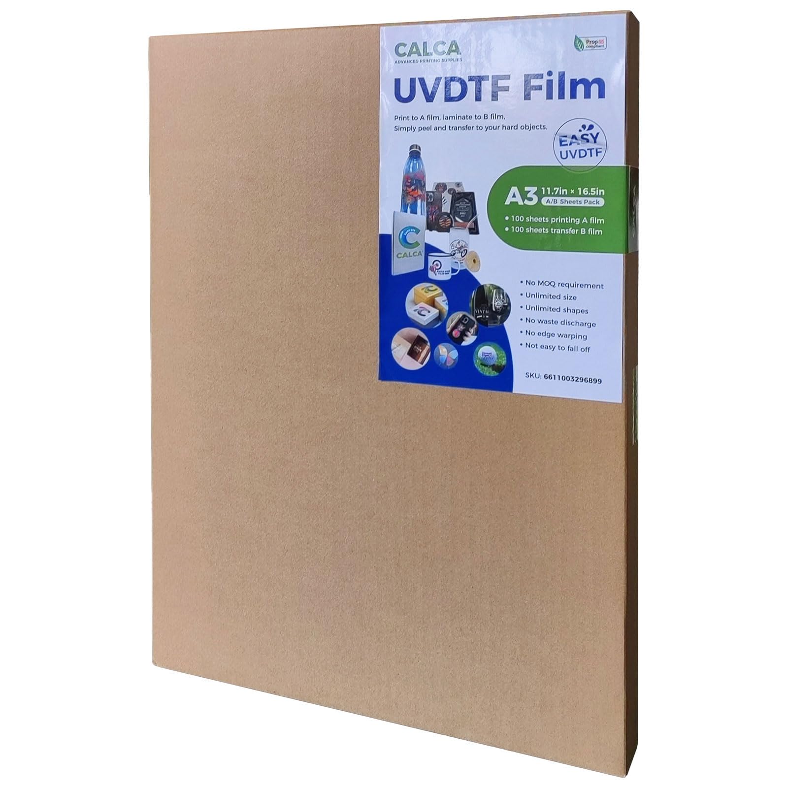 Photo 1 of CALCA 200 Sheets A3 UV DTF Transfer AB Film UV DTF Printing AB Sticker Films for A3 UV DTF Sticker Printer Direct Print On Sticker (100 Sheets A + 100 Sheets B), in US Stock