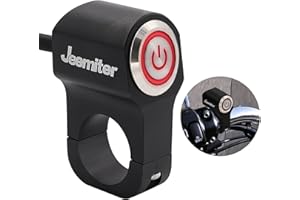 Jeemiter 1 inch (25mm) Motorcycle Handlebar Switch, 12V 10A CNC Aluminum Alloy ON/Off Switch with Red LED Indicator