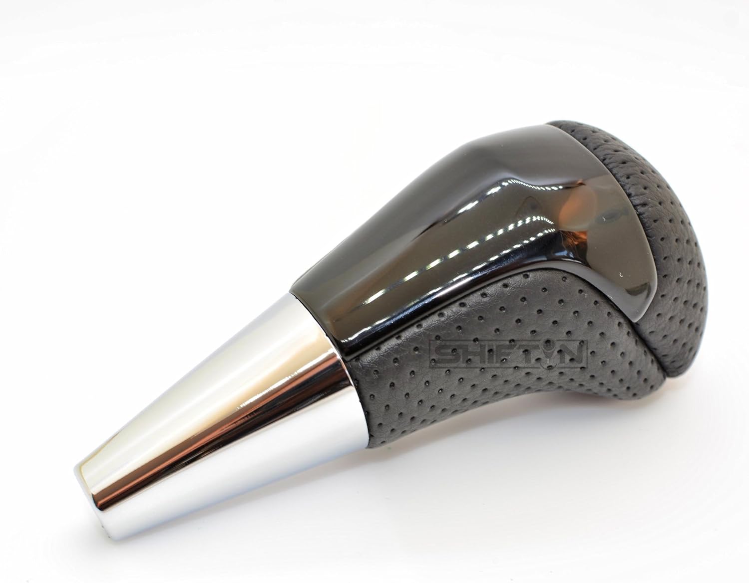 Black Leather/Gray Chrome SHIFTIN Black Leather Gray Chrome Gear Shift