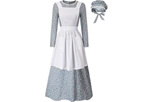 Scarlet Darkness Pioneer Costume Women Floral Prairie Dress Deluxe Colonial Dress Laura Ingalls Costume