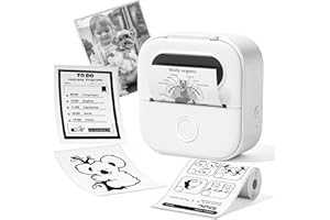 Ponek Print Pods Mini Printer, Sticker Maker Machine Y02C, Mini Portable Printer with 1 Roll Paper, Bluetooth Inkless Receipt for Phone, Thermal Portable Maker for Journal, Note, Photos, Learning