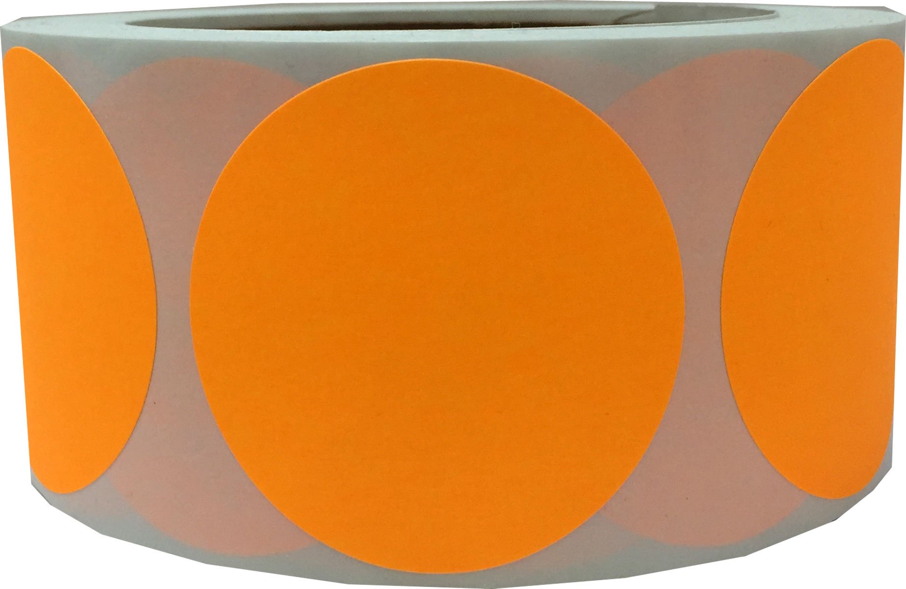 Fluorescent Orange Color Coding Dot Labels 50.8 mm 2 Inch Round 500 Count