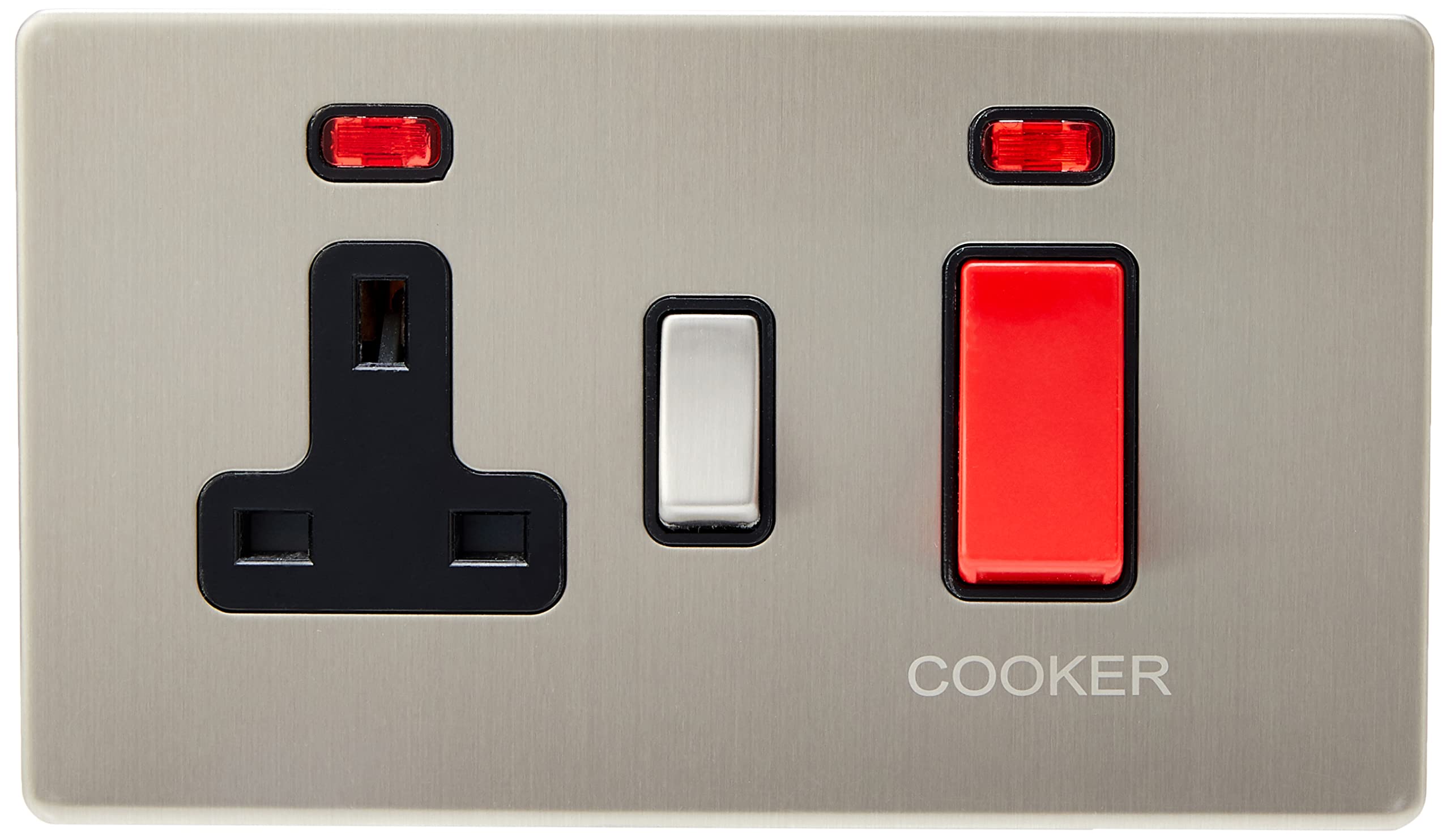 AET SLCC2NBL Screwless Satin Chrome Flat Cooker Control Unit w/Neon Black Insert