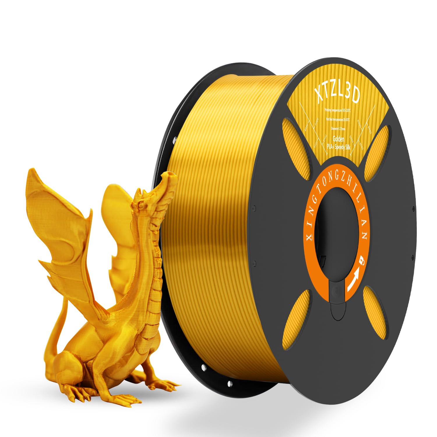 PLA 3D Printer Filament 1.75mm,3D Printing Filament Material Dimensional Accuracy +/- 0.02 mm,1kg/Spool (2.2 LBS) for 3D Printers,Golden Silk PLA