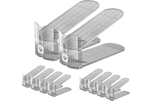 CiBiZi Clear Grey Shoe Slot Organizers Narrow Space Shoe Stacker 10PACK Adjustable Shoe Organizer for Space Saving 3 Levels D